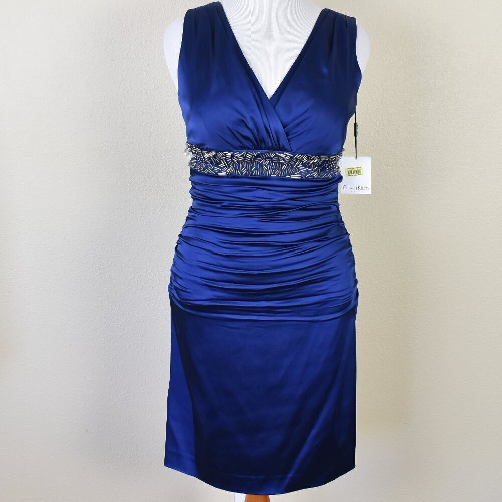 Calvin Klein Ruched Formal Sheath Dress NEW - 12 - Picture 5 of 12